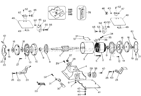 Page A Diagram and Parts List for 6821 Type 1 Black and Decker Bench Grinder